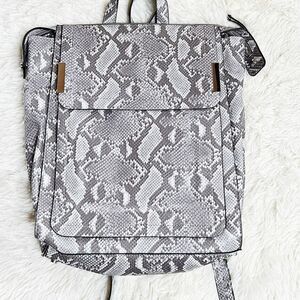 Alfani Krissie Snakeskin Backpack Grey Faux Leather